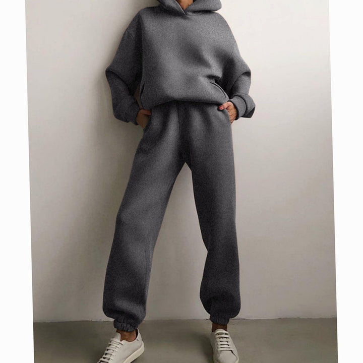 Women's Oversized Hoodie High-Waist Jogger Two-Piece Set - Dark Gray