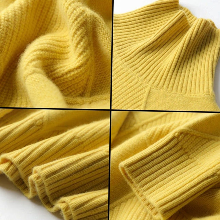 Women's Oversized Mock-Neck Diamond Knit Sweater