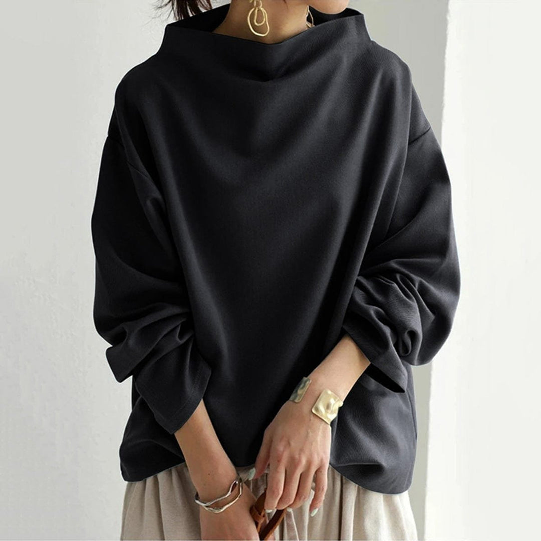 Women's Oversized Mock Neck Long Sleeve Knit Sweater Top