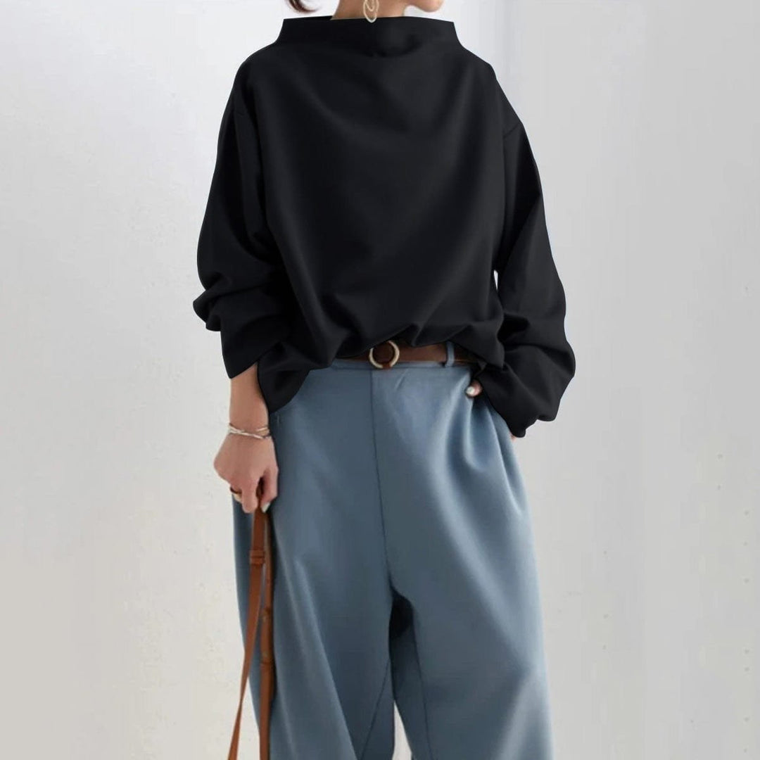 Women's Oversized Mock Neck Long Sleeve Knit Sweater Top