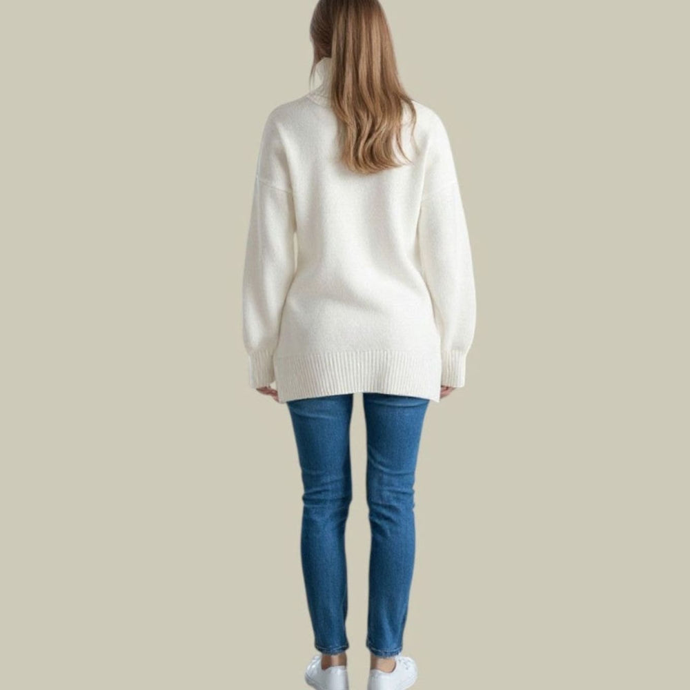 Women's Oversized Turtleneck Sweater Relaxed-Fit Long Knit Pullover