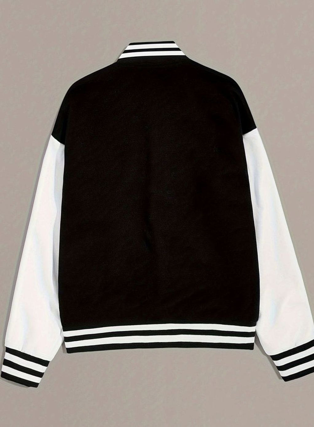 Women's Oversized Two-Tone Varsity Bomber Jacket Snap-Button
