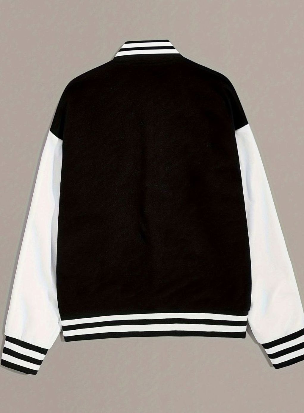 Women's Oversized Two-Tone Varsity Bomber Jacket Snap-Button