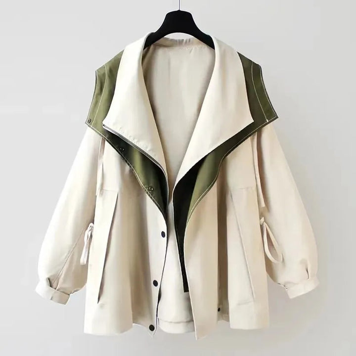 Women's Oversized Waterproof Hooded Trench Coat - White