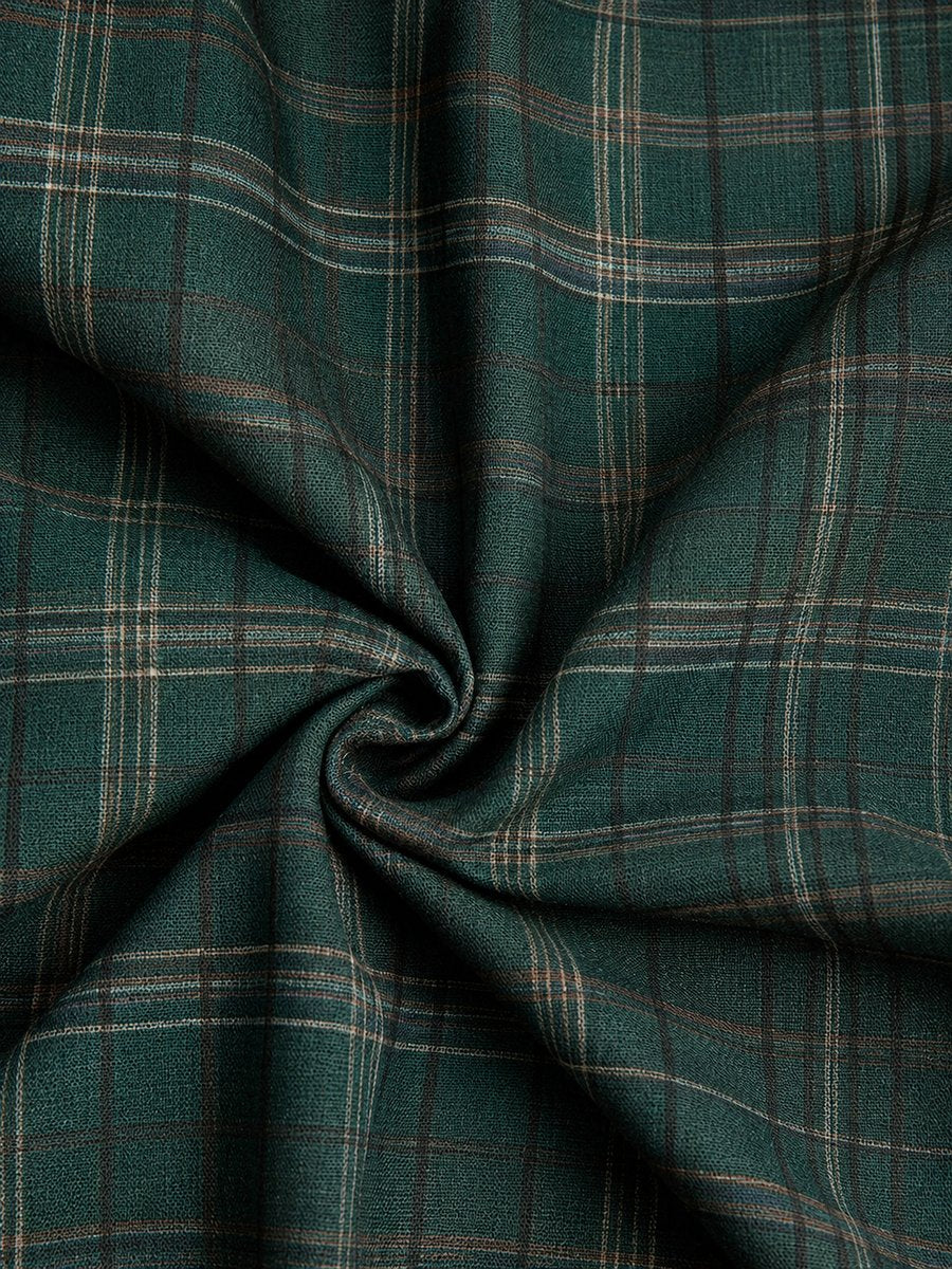Women's Plaid Flannel Maxi Shirtdress Formal Dresses Long Sleeve