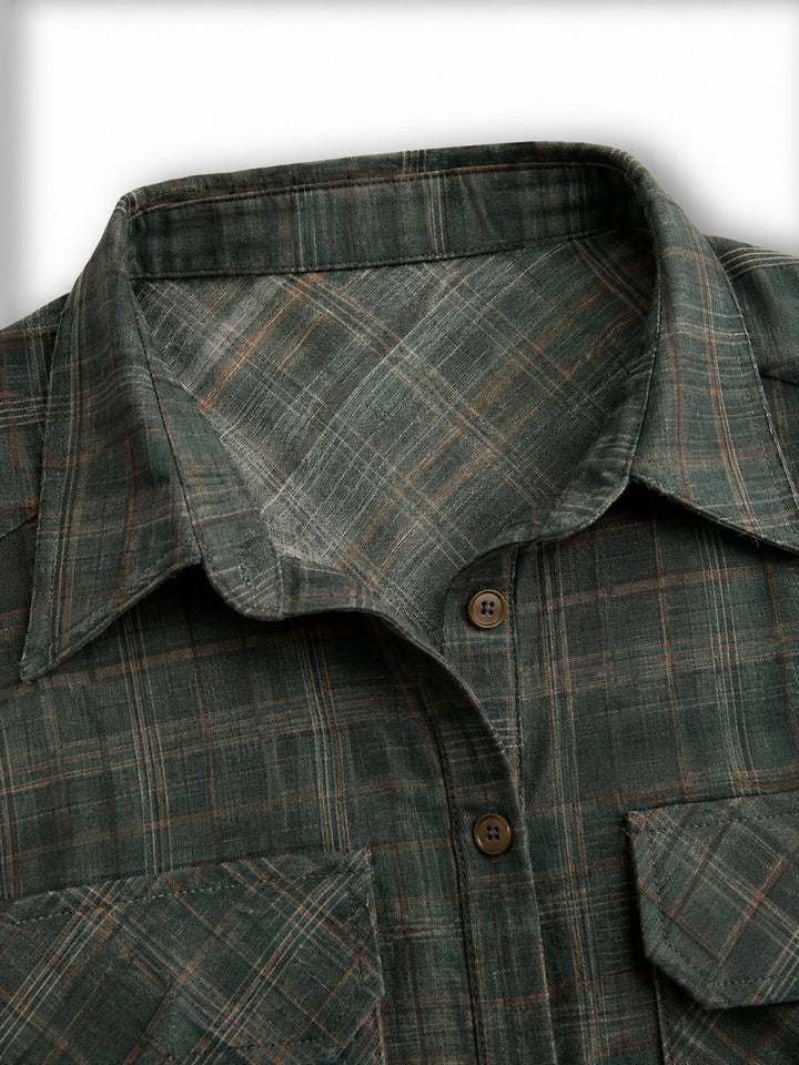 Women's Plaid Flannel Maxi Shirtdress Formal Dresses Long Sleeve