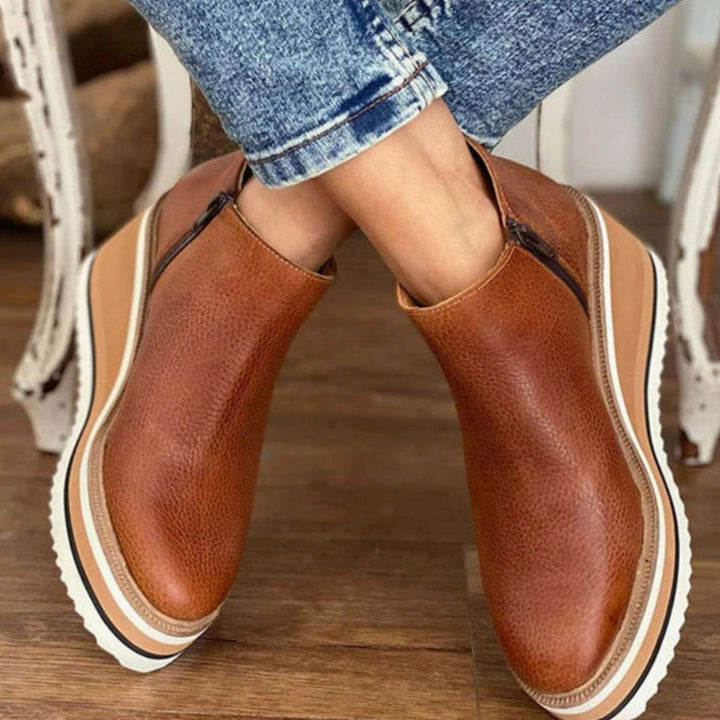 Women's Platform Wedge Slip-On Chelsea Boots - Brown