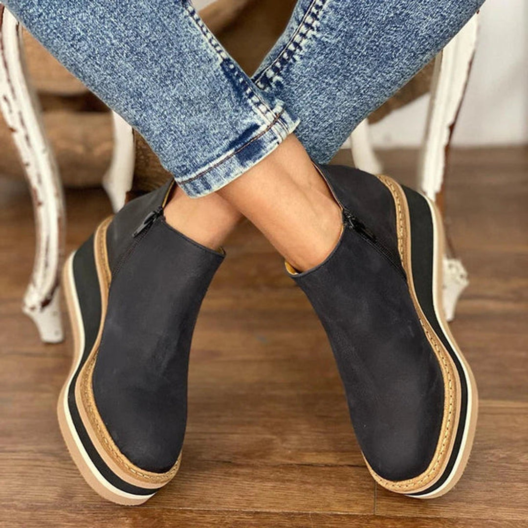 Women's Platform Wedge Zip-Up Ankle Boots
