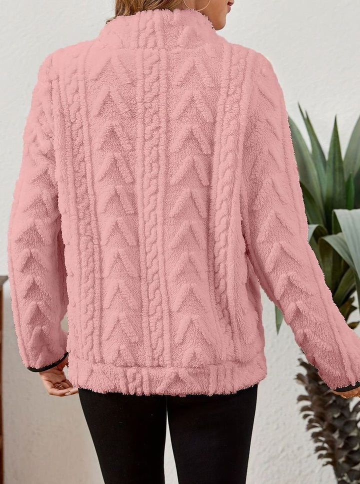 Women's Plush Half-Zip Kangaroo Pocket Pullover Sweater