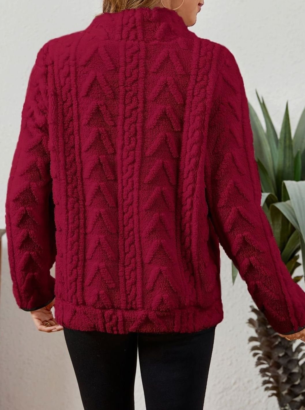 Women's Plush Half-Zip Kangaroo Pocket Pullover Sweater