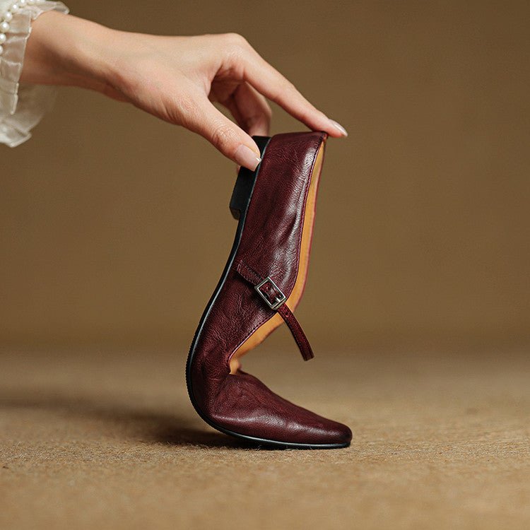 Women's Pointed-Toe Buckle-Strap Slip-On Mary Jane Mule Flats