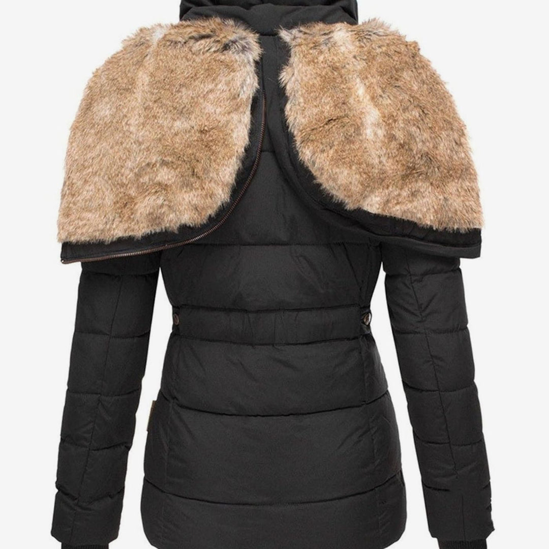 Women's Quilted Faux Fur Hood Insulated Puffer Jacket