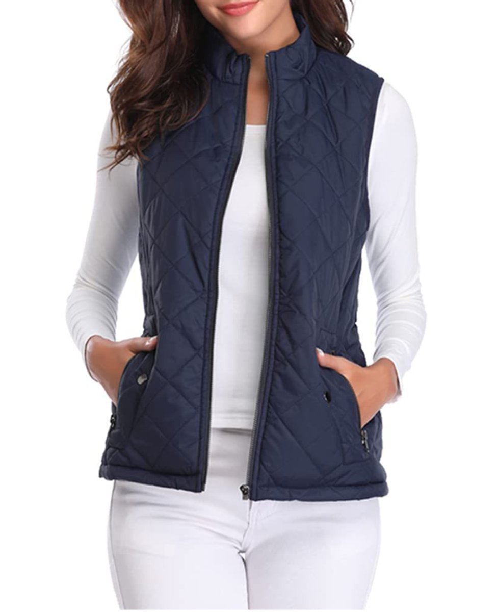 Women's Quilted Zip-Up Lightweight Puffer Vest - Blue