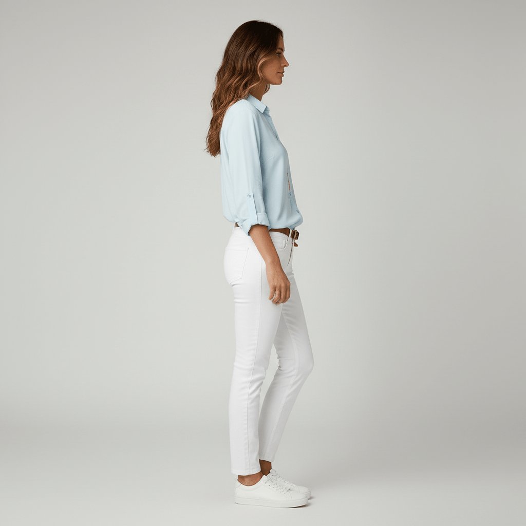 Women's Relaxed-Fit Button-Up Long Sleeve Collared Blouse