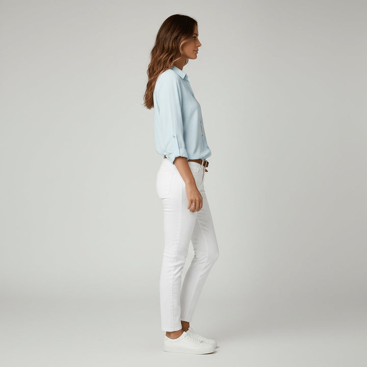 Women's Relaxed-Fit Button-Up Long Sleeve Collared Blouse