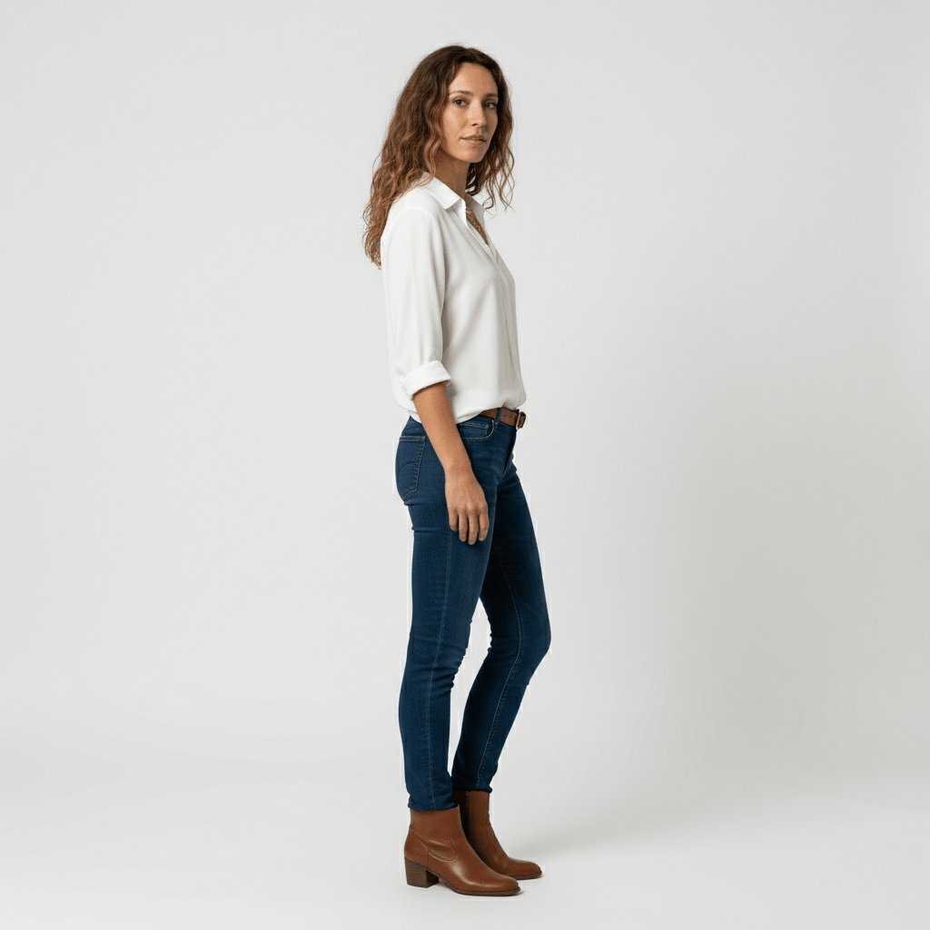 Women's Relaxed-Fit Button-Up Long Sleeve Collared Blouse