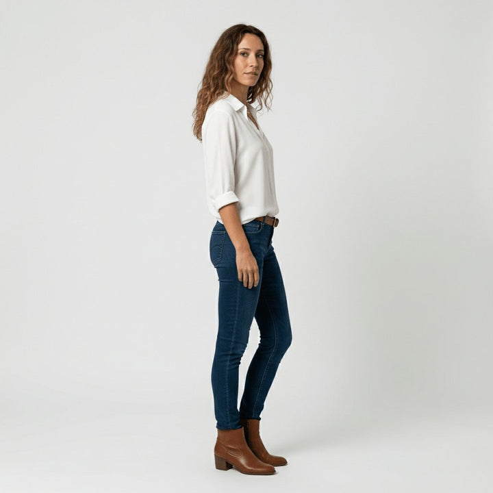 Women's Relaxed-Fit Button-Up Long Sleeve Collared Blouse