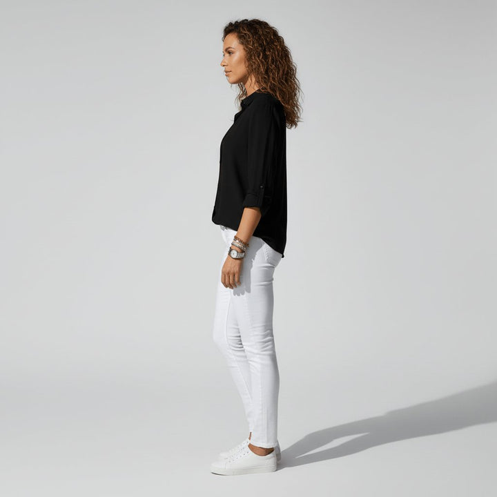 Women's Relaxed-Fit Button-Up Long Sleeve Collared Blouse