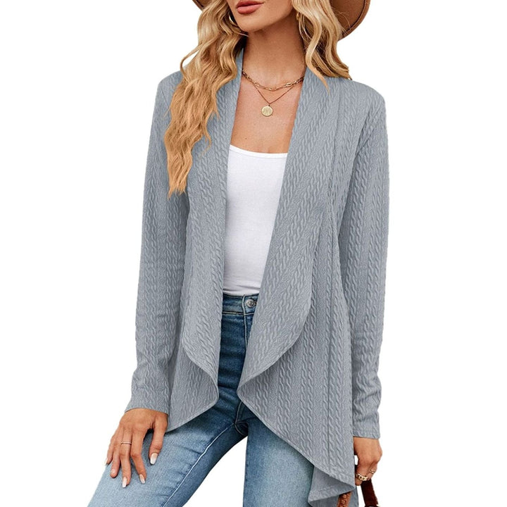 Women's Relaxed Fit Cardigan Open-Front Textured Knit Long Cardigan - Grey