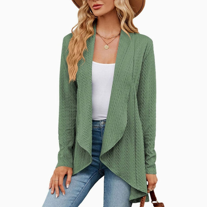 Women's Relaxed Fit Cardigan Open-Front Textured Knit Long Cardigan - Sage Green