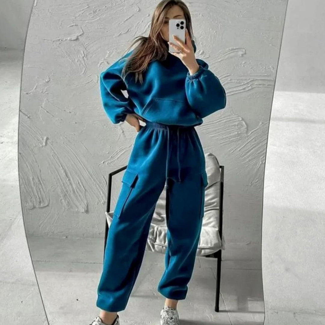 Women's Relaxed-Fit Cargo Pocket Hoodie Jogger Set