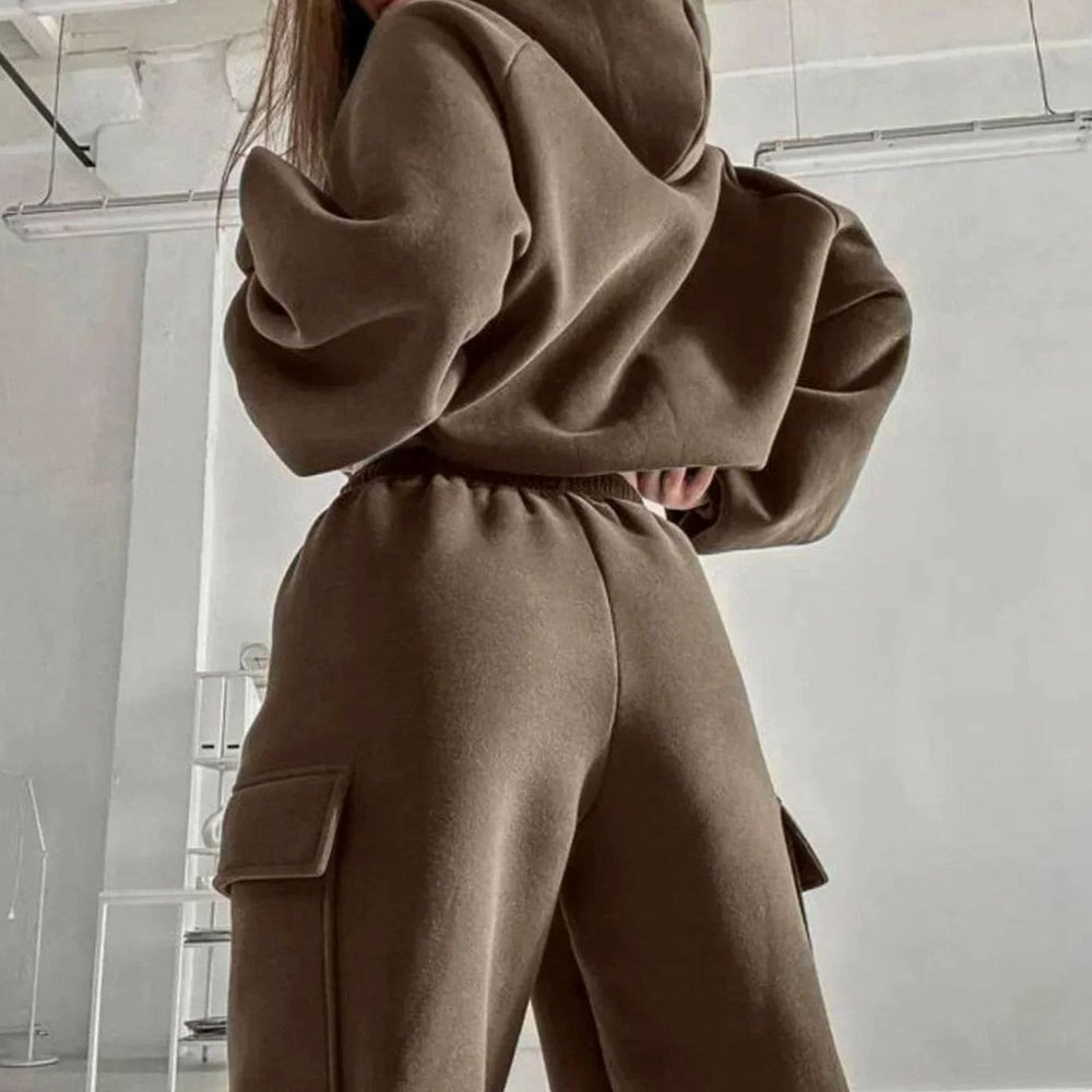 Women's Relaxed-Fit Cargo Pocket Hoodie Jogger Set