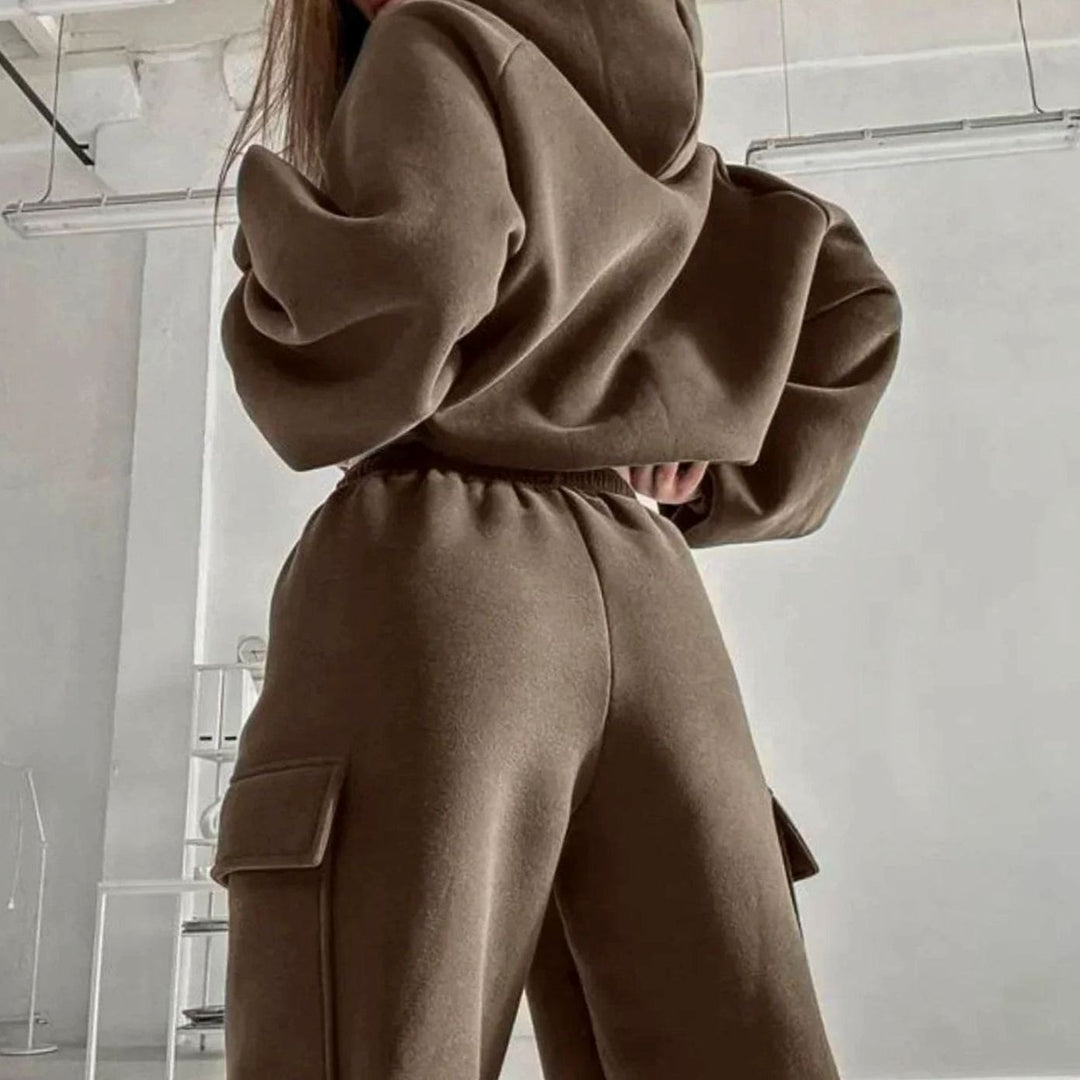 Women's Relaxed-Fit Cargo Pocket Hoodie Jogger Set