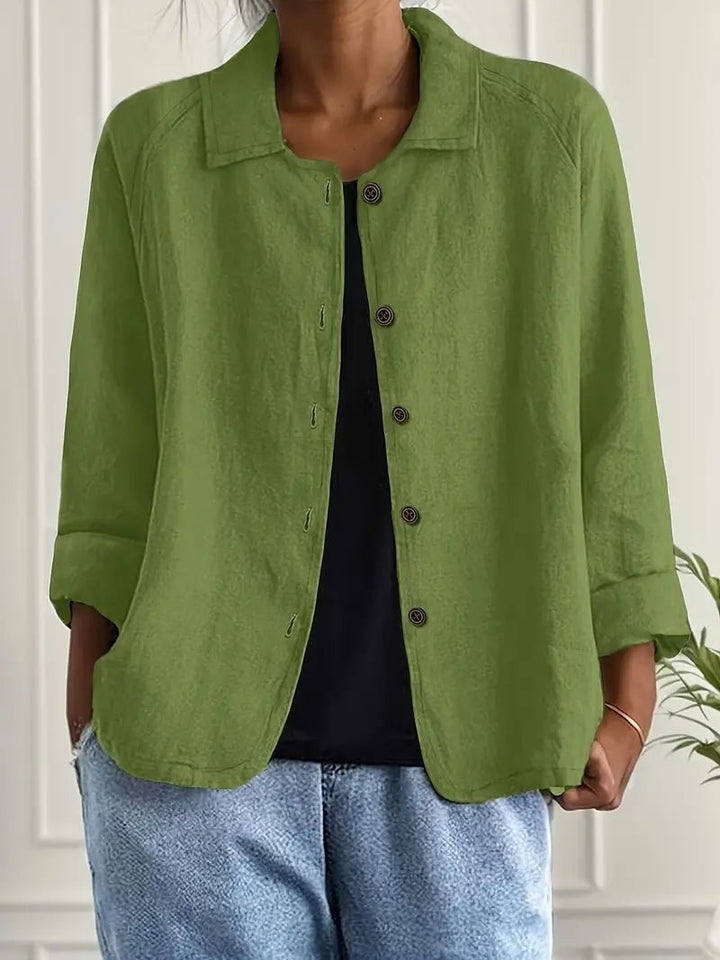 Women's Relaxed-Fit Collared Button-Front Long Sleeve Blazer - Green