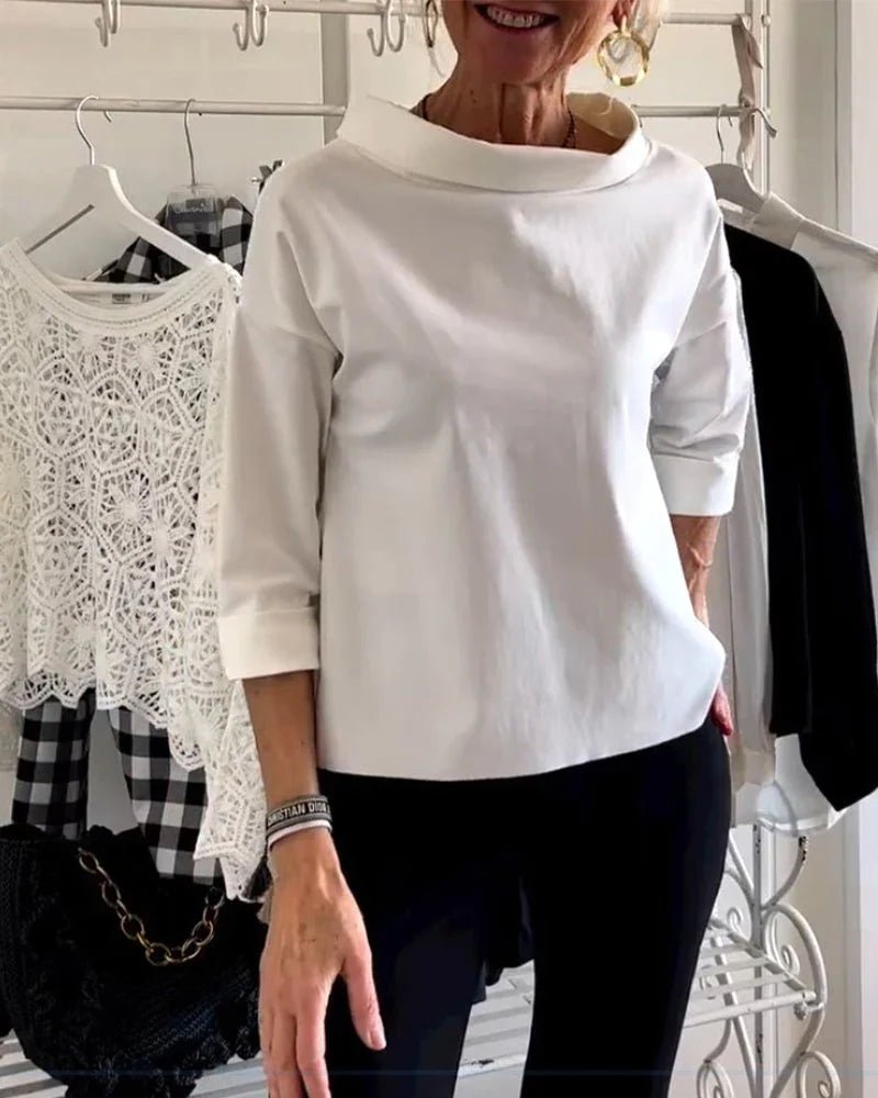 Women's Relaxed-Fit Cowl Bateau Neck 3/4 Sleeve Casual Top