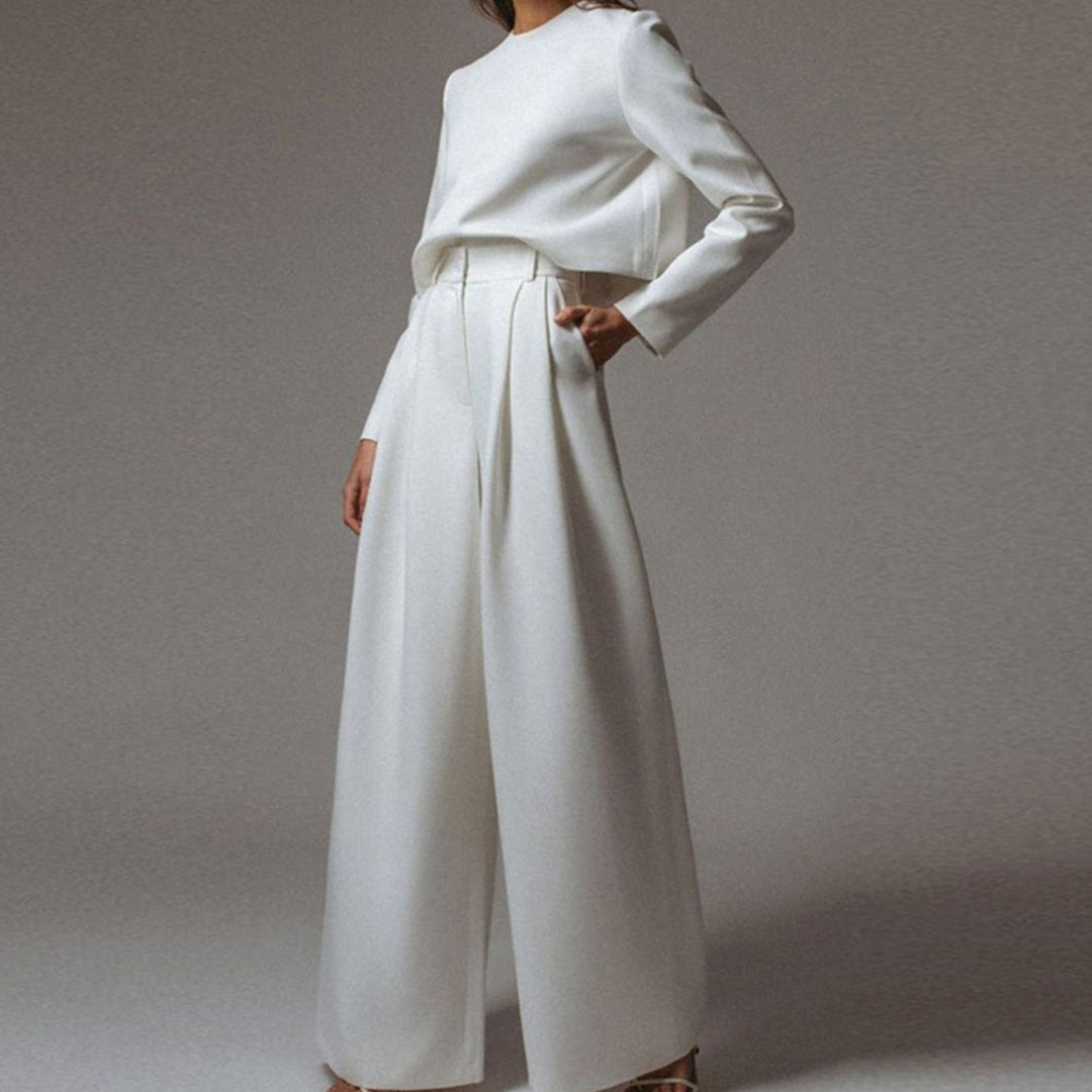 Women's Relaxed-Fit Cropped Top Wide-Leg Pants Outfit Set