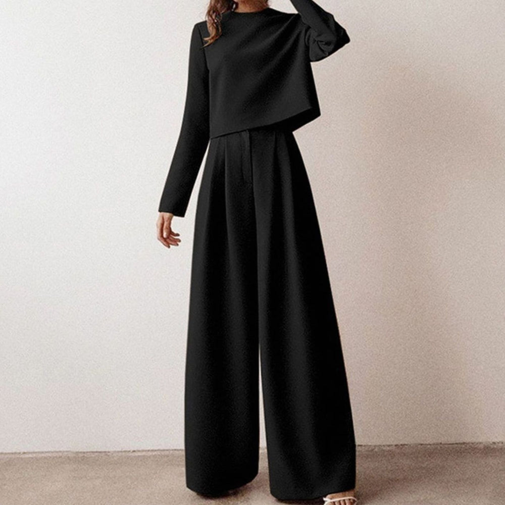 Women's Relaxed-Fit Cropped Top Wide-Leg Pants Outfit Set