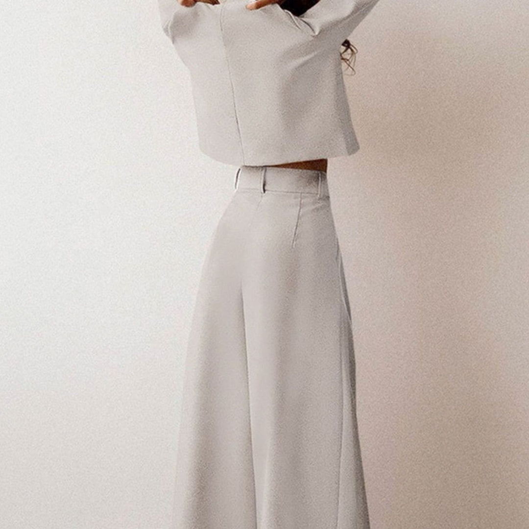 Women's Relaxed-Fit Cropped Top Wide-Leg Pants Outfit Set