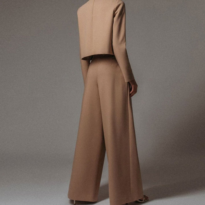 Women's Relaxed-Fit Cropped Top Wide-Leg Pants Outfit Set