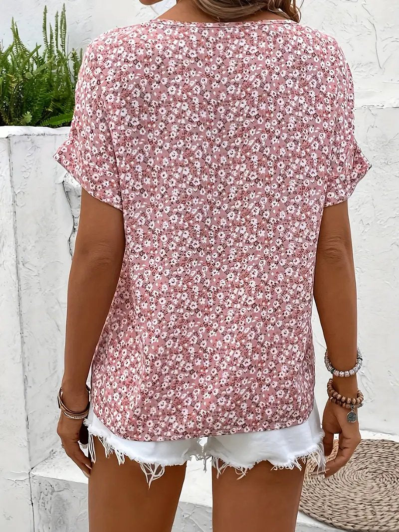 Women's Relaxed-Fit Ditsy Floral Button-Front Cotton Blouse