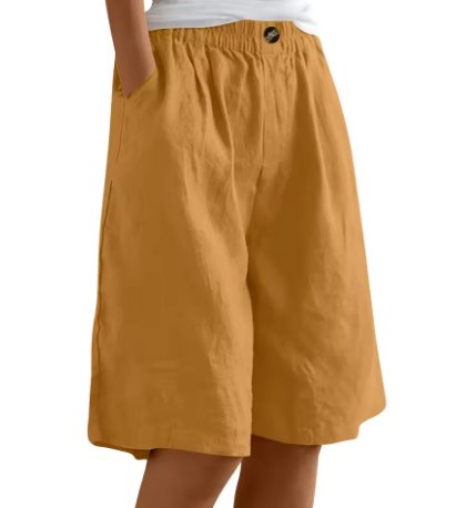 Women's Relaxed-Fit Elastic-Waist Bermuda Shorts - Aards Geel