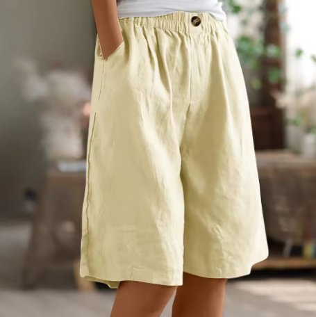 Women's Relaxed-Fit Elastic-Waist Bermuda Shorts - Beige