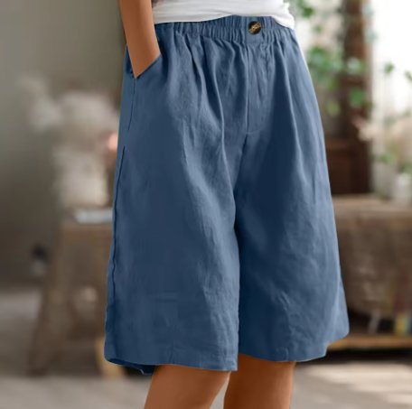 Women's Relaxed-Fit Elastic-Waist Bermuda Shorts - Blauw