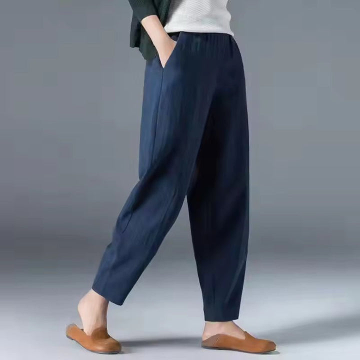 Women's Relaxed-Fit Elastic-Waist Tapered Ankle Pants - Dark Blue