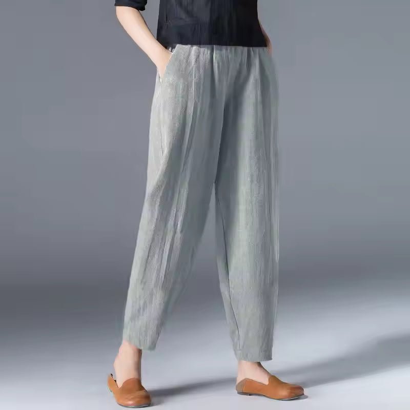 Women's Relaxed-Fit Elastic-Waist Tapered Ankle Pants - Gray