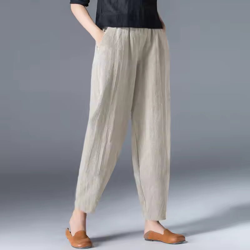 Women's Relaxed-Fit Elastic-Waist Tapered Ankle Pants - Beige