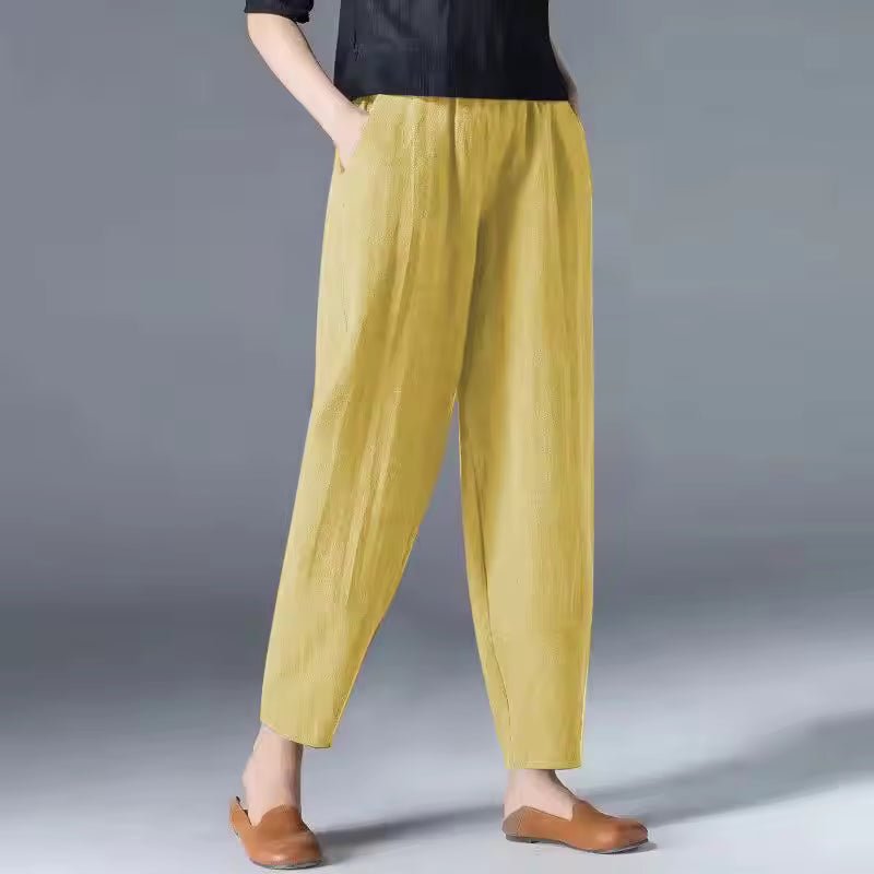Women's Relaxed-Fit Elastic-Waist Tapered Ankle Pants - Yellow