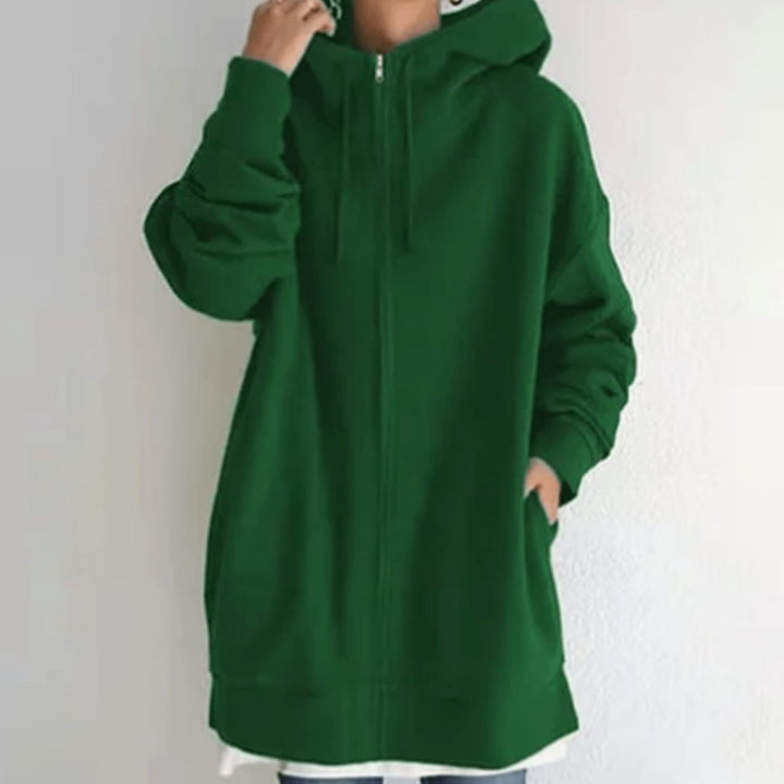 Women's Relaxed-Fit Full-Zip Hooded Sweatshirt Long Hoodie - Green
