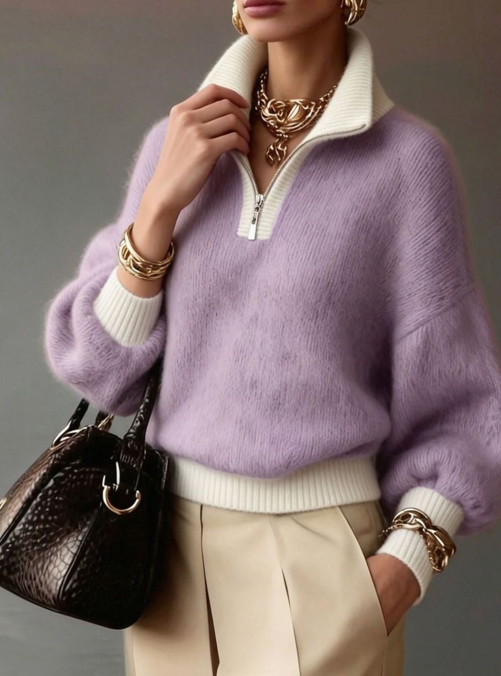Women's Relaxed-Fit Half-Zip Pullover Sweater