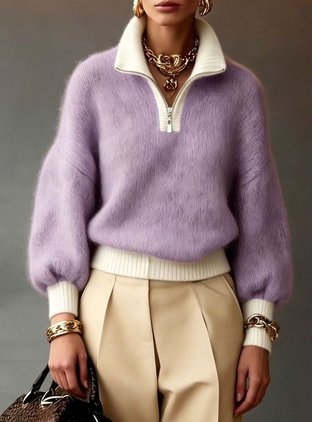 Women's Relaxed-Fit Half-Zip Pullover Sweater