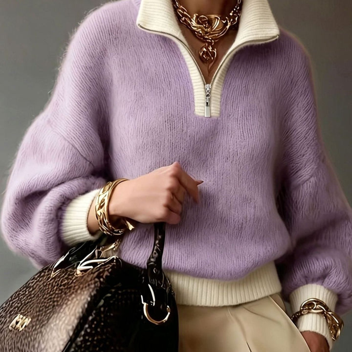 Women's Relaxed-Fit Half-Zip Pullover Sweater - Lavender