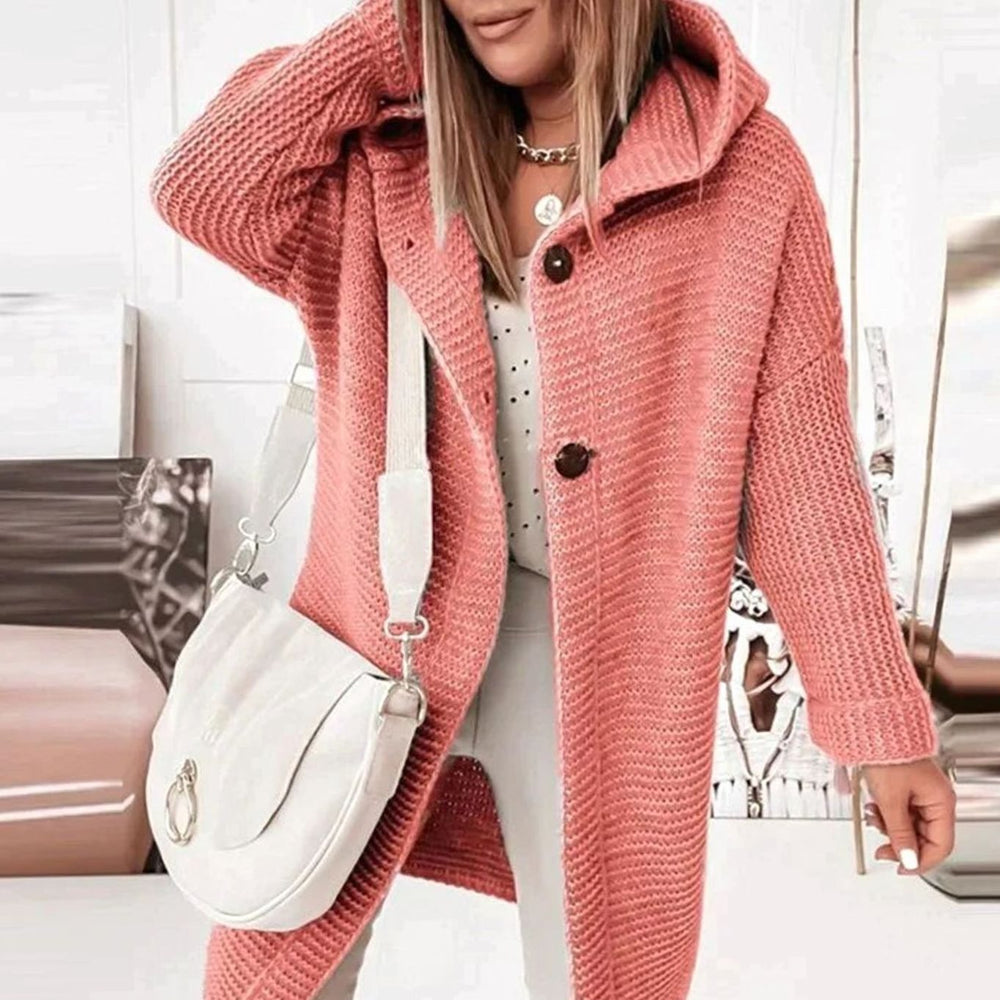 Women's Relaxed-Fit Hooded Knit Cardigan Jacket