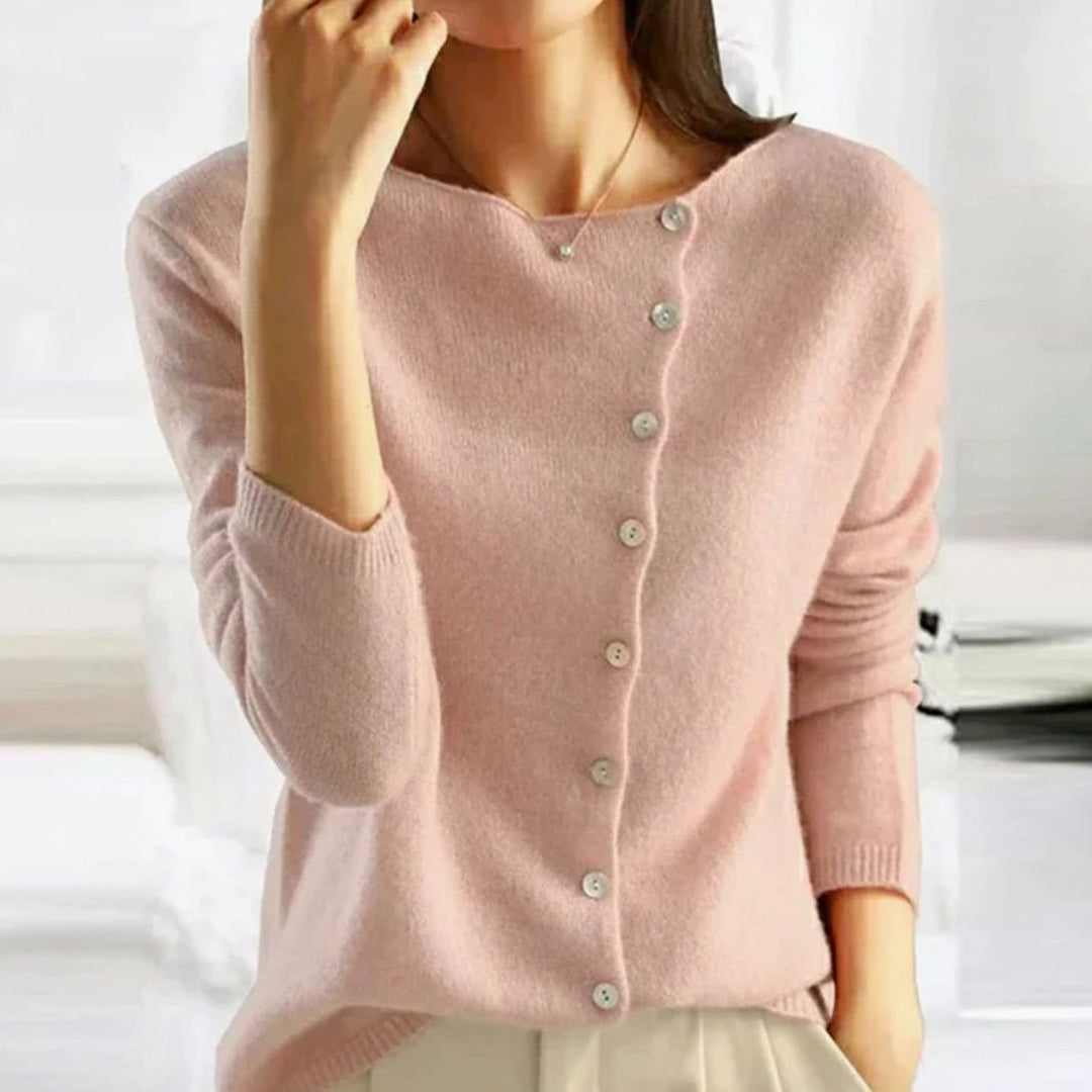Women's Relaxed Fit Knit Button Front Cardigan Sweater - Pink
