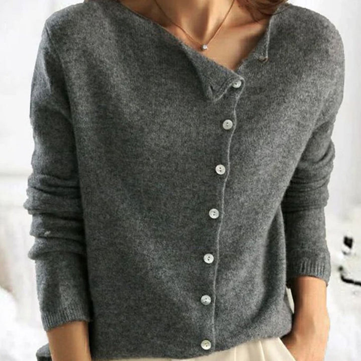 Women's Relaxed Fit Knit Button Front Cardigan Sweater - Gray