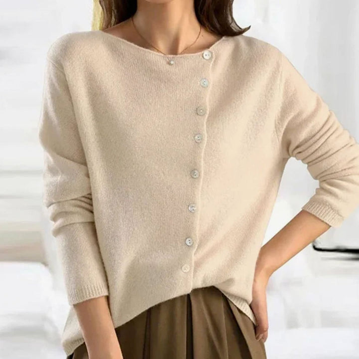 Women's Relaxed Fit Knit Button Front Cardigan Sweater - Beige