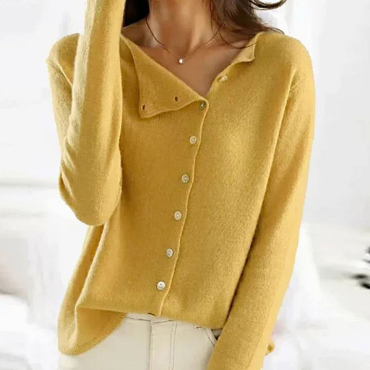 Women's Relaxed Fit Knit Button Front Cardigan Sweater - Yellow